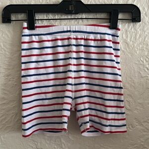 Hanna Andersson Short John Sleep Shorts White Red Blue Stripes 6-7 Kids Children